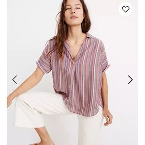 Madewell Courier Button Back Shirt in Rainbow